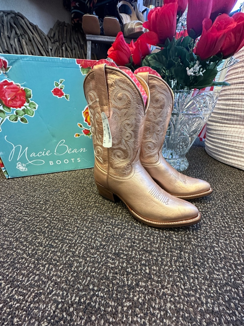 Macie Bean Women's Metallic rose gold Cowboy Boots